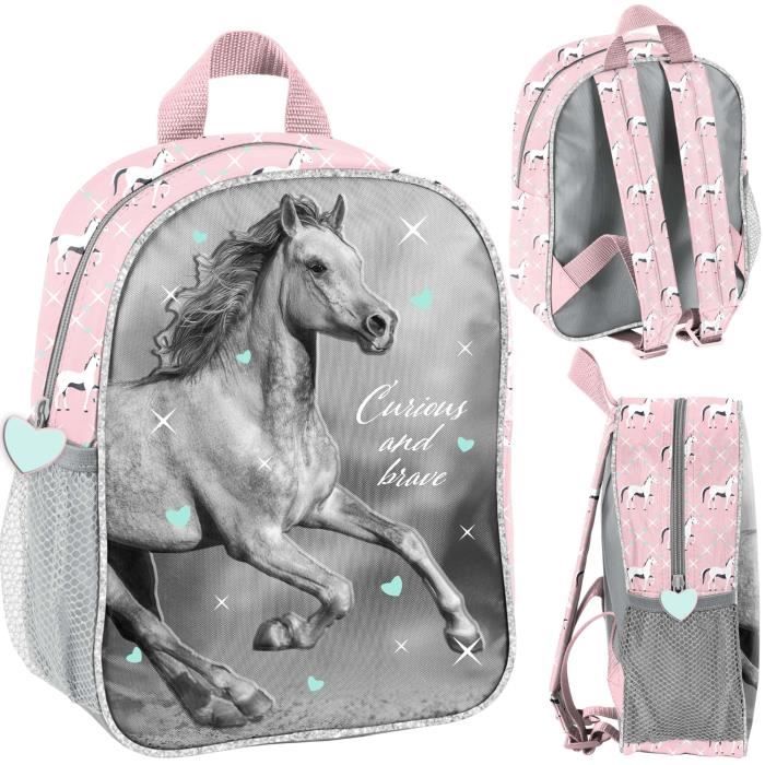 Sac à dos - Horse Paso - Noir - Image 3D cheval - Léger - Bretelles réglables