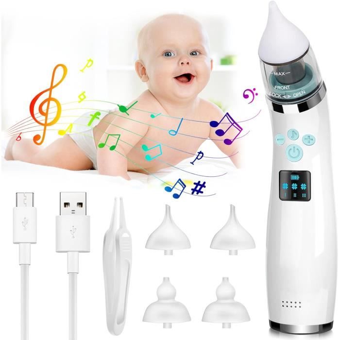 Mouche-bébé électrique Rechargeable - 9 Niveaux D'aspiration, 2 Embouts, écran LCD, USB-C - 10