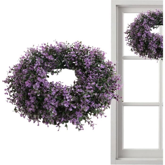 Couronne De Porte Lavande Artificielle 45 Cm – Décoration Printemps Été Toute L'Année Bangbobi