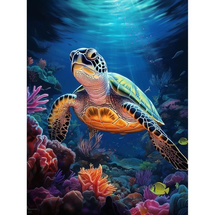 Kit Diamond Painting Tortue Multicolore - Format 20x20 Cm, Broderie Diamant, Neuf