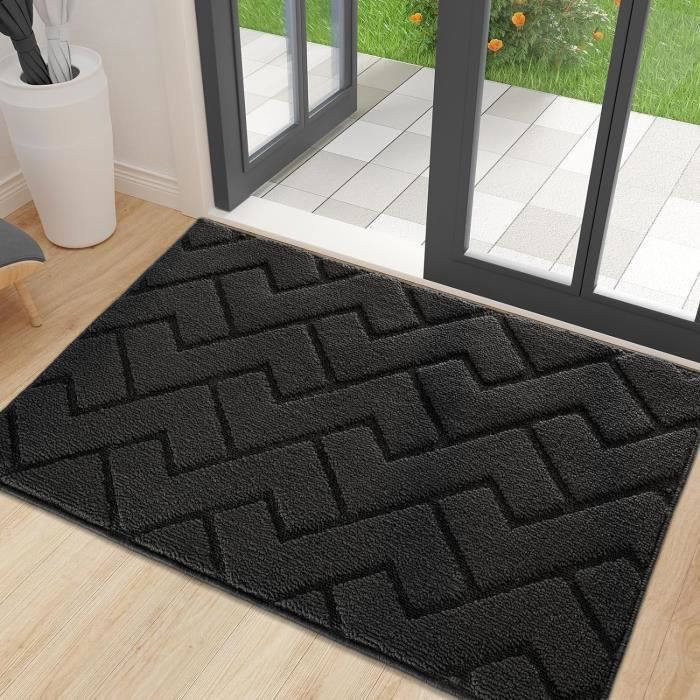 Paillasson D'entrée 60x90 Cm Anthracite – Absorbant, Antidérapant, Lavable En Machine, Pour Intérieur/extérieur
