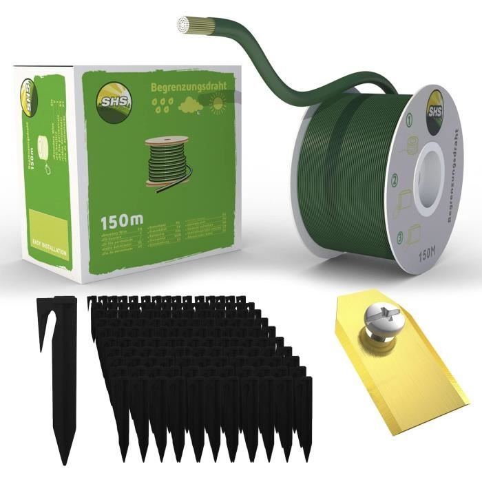 Kit Câble Délimitation Robot Tondeuse 150m - 200 Piquets + Connecteurs - Universel
