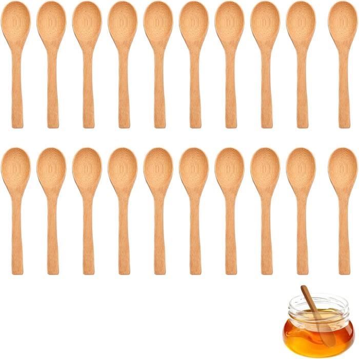 50 Mini Cuillères En Bois – Fait Main – Idéales Pour Café, épices, Bricolage