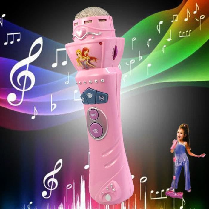 Microphone Karaoké Sans Fil Pour Enfants - Bluetooth Avec Lumière Colorée, Haut-Parleur, Rose