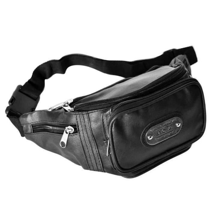 SAC BANANE SACOCHE EN CUIR SYNTHETIQUE NOIR IMPERMEABLE POUR HOMME FEMME Noir Cdiscount Bagagerie Maroquinerie