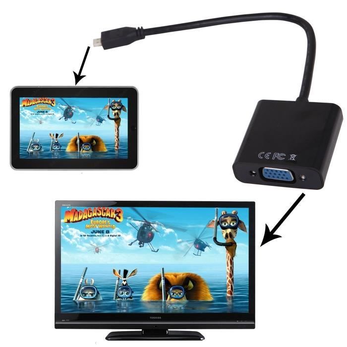 deleyCON Adaptateur HDMI vers VGA 1x Entrée HDMI 1x Sortie VGA 1x