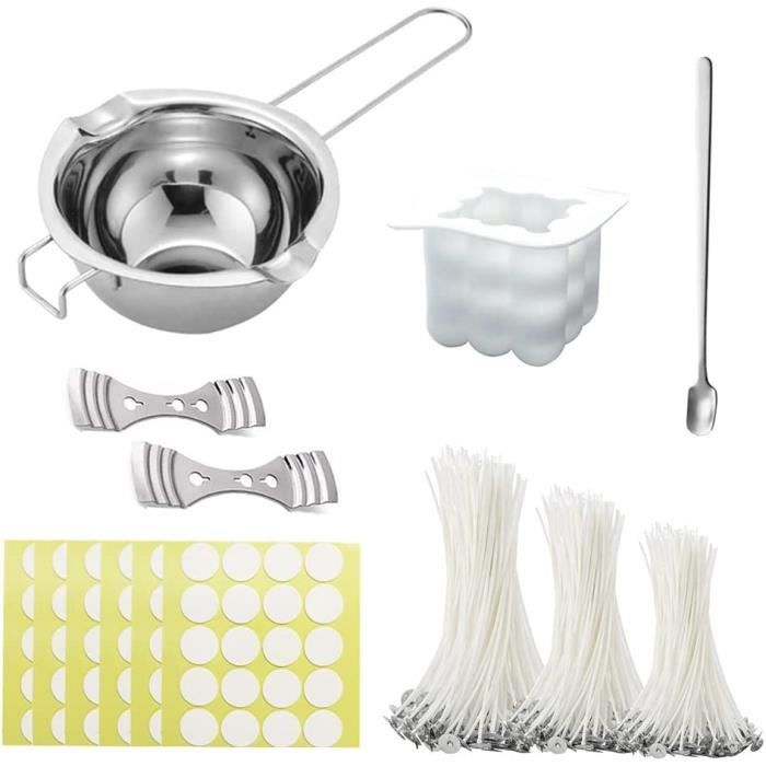 Kit De Fabrication De Bougies - 150 Mèches Coton Pré-cirées (9,15,20 Cm) + 150 Autocollants + 1 Support