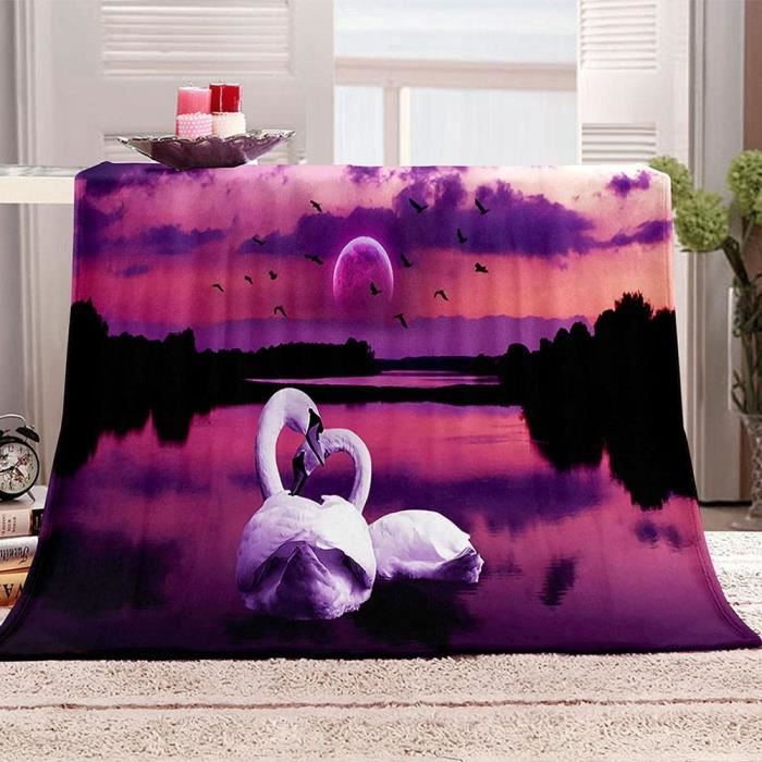 Plaid Loup Bleu 180x200 Cm - Couverture Polaire Microfibre Douce - Pour Canapé, Lit, Voyage - Lavable Et Réversible