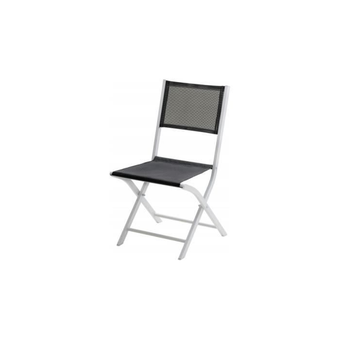 Chaise De Jardin Pliante Aluminium Blanc Textilene Gris Achat