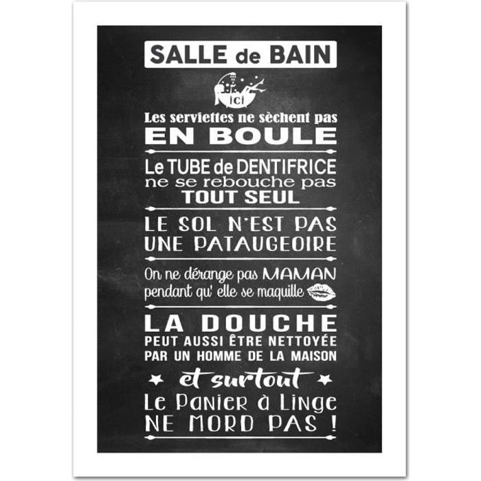 Tableau Les Regles De La Salle De Bain Poster Les Regles De La Salle De Bains Version Ardoise Dimensions 21 X 30 Cm Papier Brillant Achat Vente Affiche Poster Cdiscount