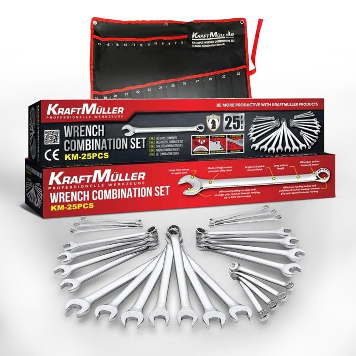 Lot De 5 Clés Combinées Plates + œillets – 8 à 19 Mm, Chrome Vanadium, Occasion