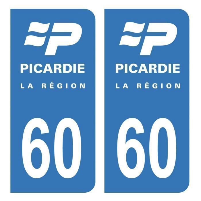 Autocollant Stickers plaque immatriculation voiture auto Département 60 Oise Logo Ancienne Région Picardie