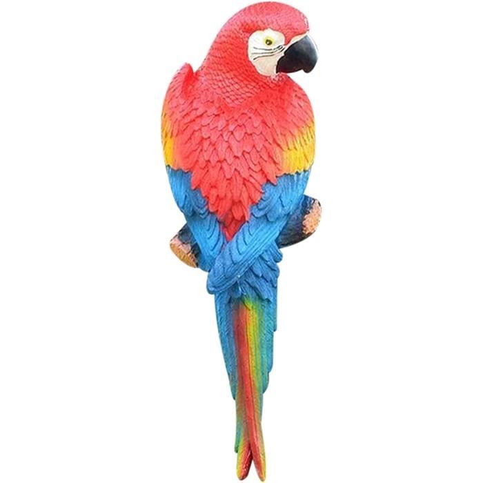 Statue De Perroquet Décoratif Jardin - 40x27 Cm, Couleur Rouge, Décoration Extérieure Réaliste En Mousse - 8