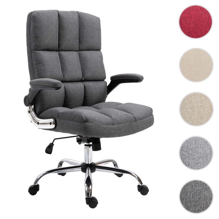 Chaise de bureau MCW-J21 réglable en hauteur ~ tissu/textile gris-foncé
