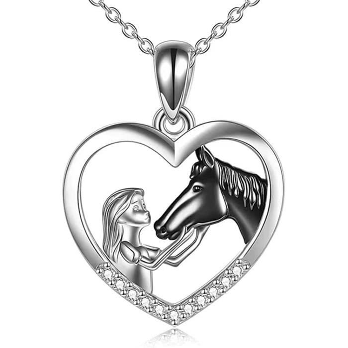 Set Bijoux Fille Et Cheval - Collier, Bracelet Et Boucles D'Oreilles - Cadeau Symbolique Pour Femmes Et Filles