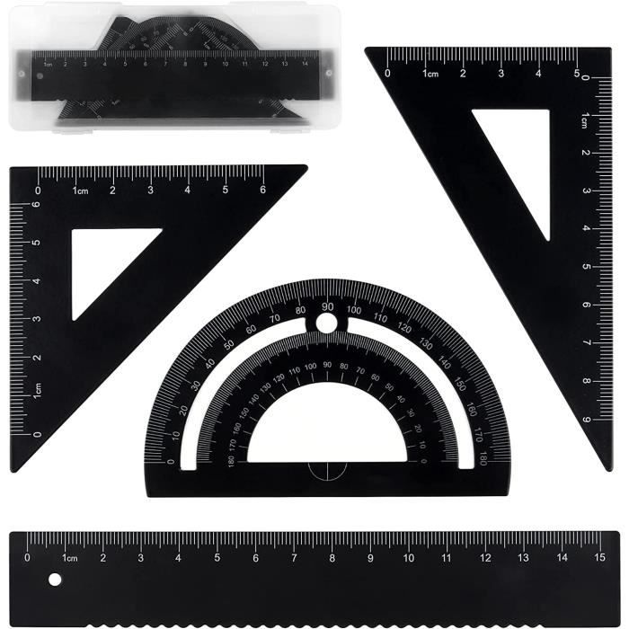 Kit géométrie 5 pièces Waytex 931241 1 règle 2 équerres 1 rapporteur et 1  compas en plastique rigide transparent - Cdiscount Beaux-Arts et Loisirs  créatifs