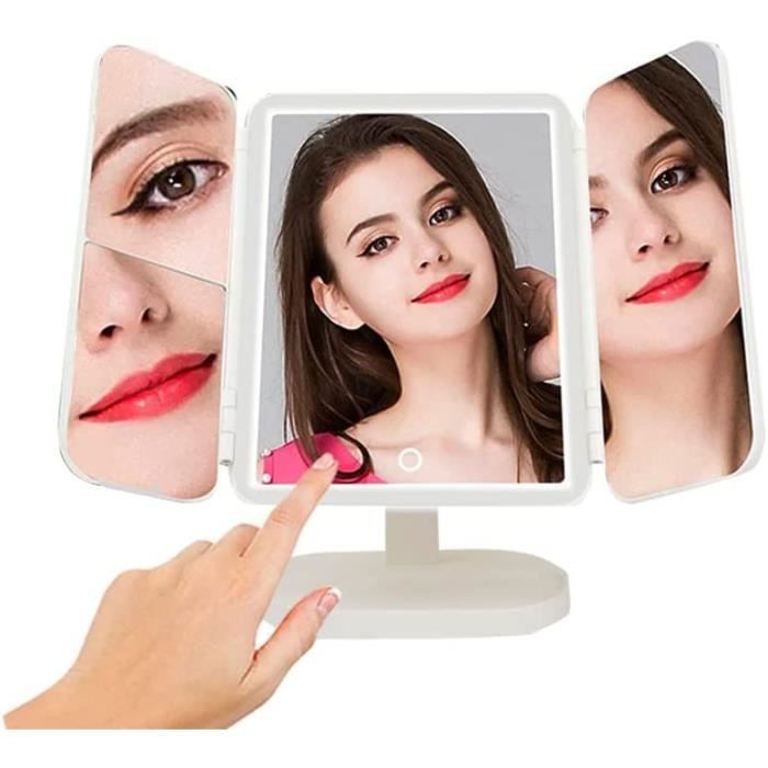Miroir De Maquillage Avec Lumières Led Grossissement 2-3X Pliable 3  Rotation 270° Coiffeuse De Chambre À Coucher Miroir Debou[H1824] -  Cdiscount Maison