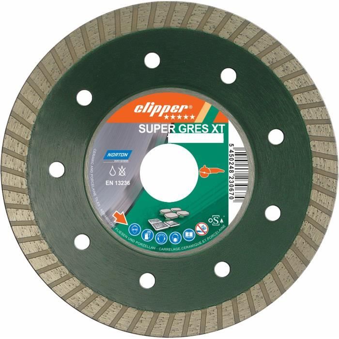 Disque diamant NORTON Super Grés XT ø 230 mm Alésage 25.4 - 70184627653