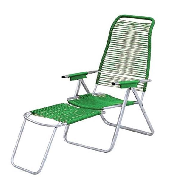 Chaise longue pliante en métal - VERT - Repose-pieds rabattable - Meuble de jardin Chaise longue pliante en métal - VERT - Repose-pieds rabattable - Meuble de jardin