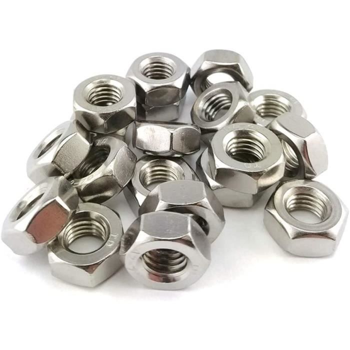 Écrous Hexagonaux M6 En Inox A2, DIN 934 - Lot D'écrous Complets Pour Boulons Et Vis