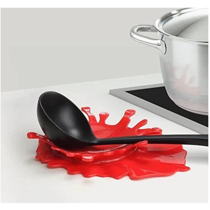Popowbe Repose-cuillère support en silicone en forme de Ketchup Supports Splash Repose-cuillère en Moutarde de cuisine cuisson Aid Porte-gobelet Creative Cadeau 