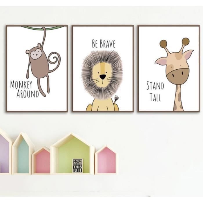 Set de 3 Posters pour Chambre de Bébé ou d'enfant sans Cadre pour