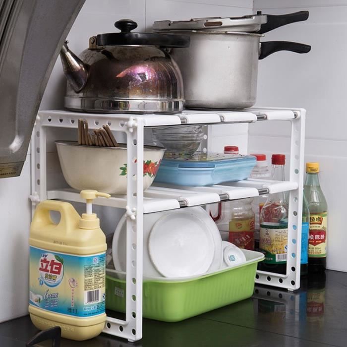 Etagere Sous Evier Modulable Rangement Cuisine 38cm A 70cm Blanc