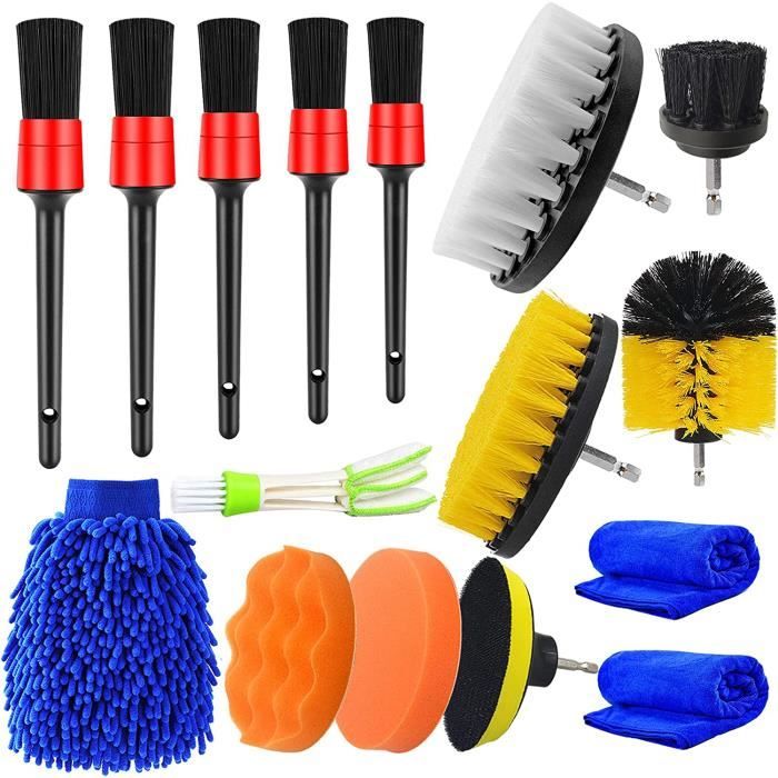 Set De 6 Brosses Pour Perceuse YIHATA – Nettoyage Voiture, Salle De Bain – Blanc