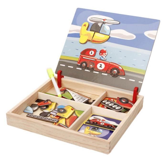 Boîte d'apprentissage magnétique en bois - Jeux éducatifs