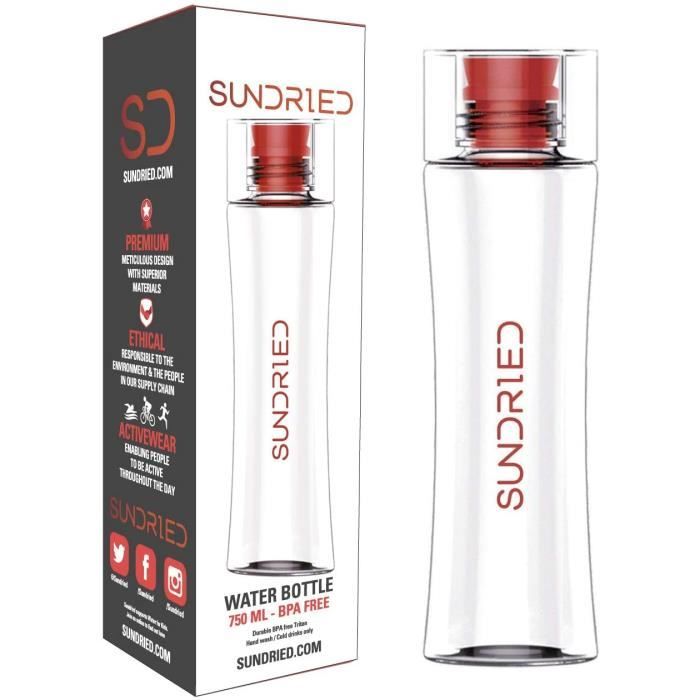 Bouteille D'eau Plate 750 Ml En AS - Sans BPA, étanche, Design Livre A5