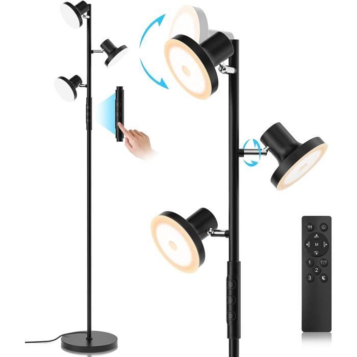 Lampadaire LED Avec Table Intégrée - 175 Cm, Dimmable 36W, Télécommande, Tête Rotative 360°, Pour Salon, Chambre, Bureau (noir)