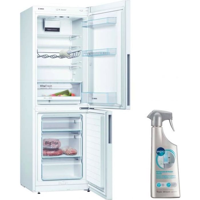 BOSCH réfrigérateur frigo combiné blanc 287L froid brassé Eclairage LED