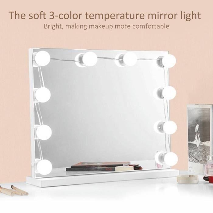 Kit de Lumière de Miroir - lampe pour miroir cosmétique lampe de coiffeuse  table 10 ampoules LED lampe de coiffeuse - Cdiscount Maison