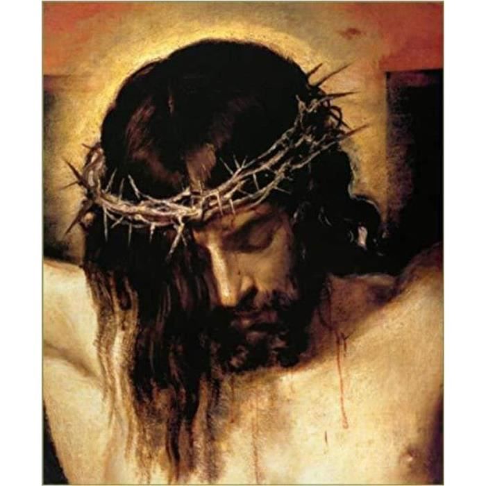 Kit Peinture Diamant Jésus 30x30 Cm - Diamants Strass, Toile HD, Pour Adultes, Déco Murale