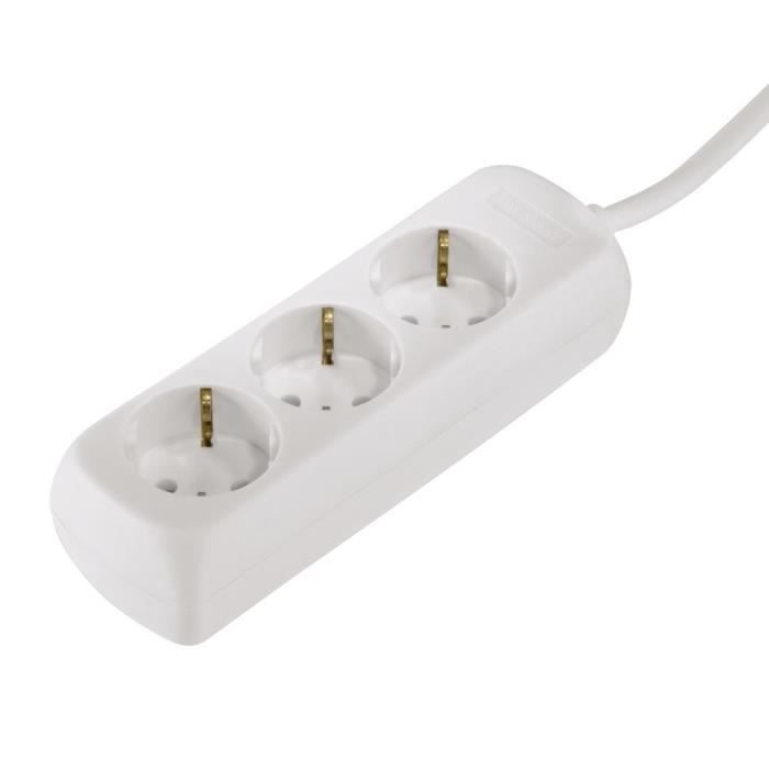 Hama 30381 Panneau de distribution 3 sockets. Blanc - 1.4m