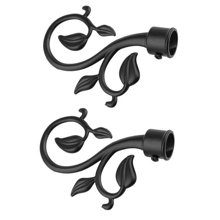 Embouts Tringle Rideau Fer Noir - Lot De 4 Pour Tringles 22mm - Finition élégante