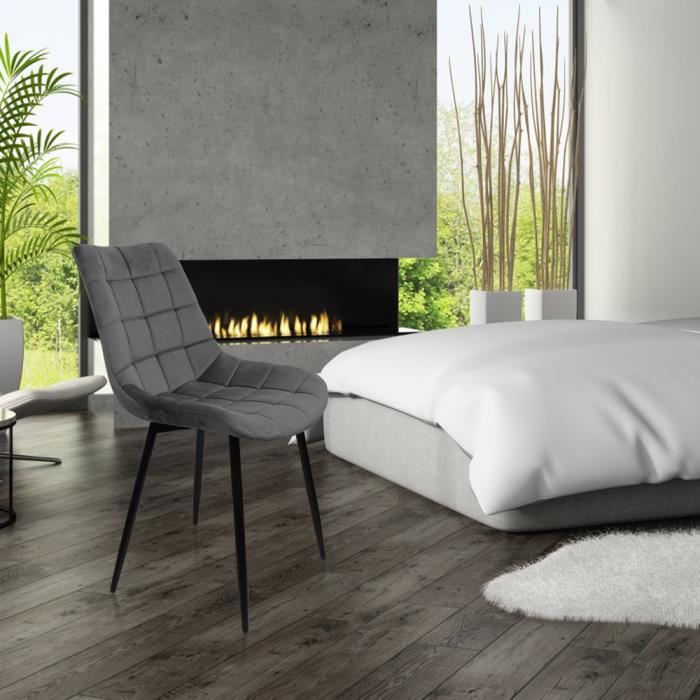 Lot De 2 Chaises De Salle à Manger Rembourrées Velours Blanc - Pieds Dorés, Accoudoirs, Dossier Ergonomique - 5