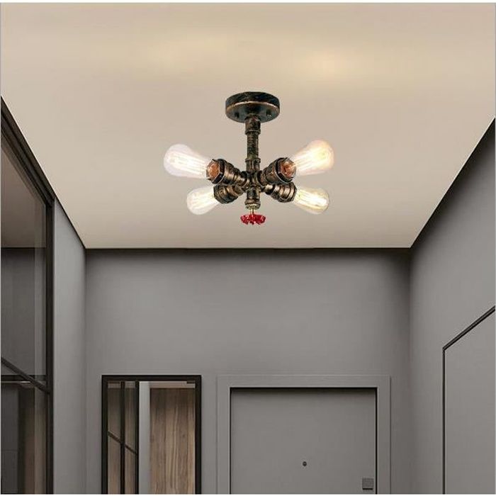 IDEGU Plafonnier Vintage en Métal Rouillé Lampe Plafonnier Industrielle en Conduite dEau pour Salon Chambre Cafe Bar