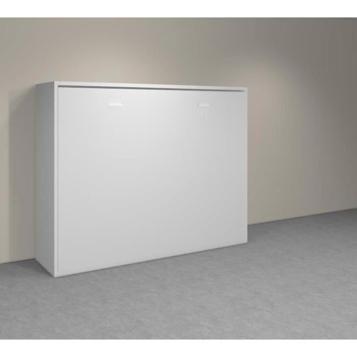 Armoire Lit Transversale Agata Blanche Couchage 140 18 190cm