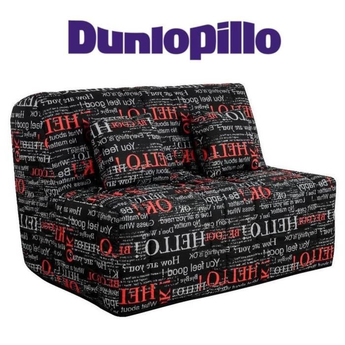 canape convertible bz love imprime systeme slyde matelas dunlopillo 15cm noir tissu inside75 achat vente clic clac cdiscount
