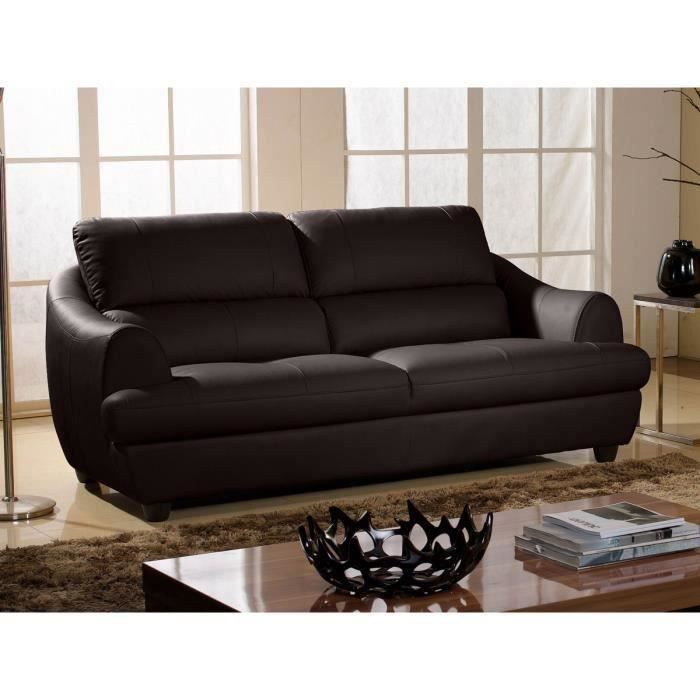 canape 3 places en cuir superieur marron mona achat vente canape sofa divan structure bois pietement pvc composition mousse en polyurethane haute resilience