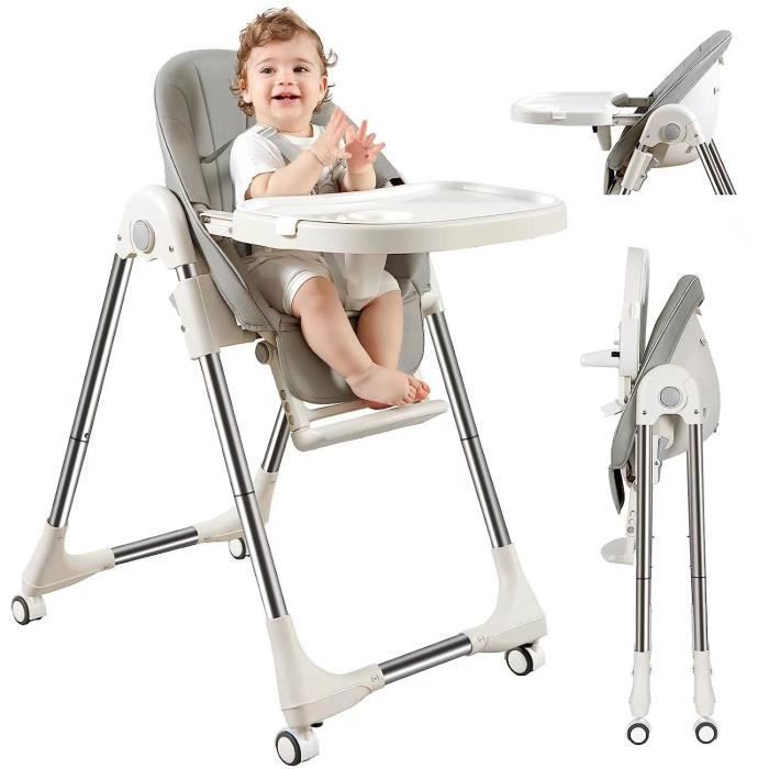 Chaise Haute Bébé Evolutive Pliable - Hauteur réglable - Plateau Repas ...