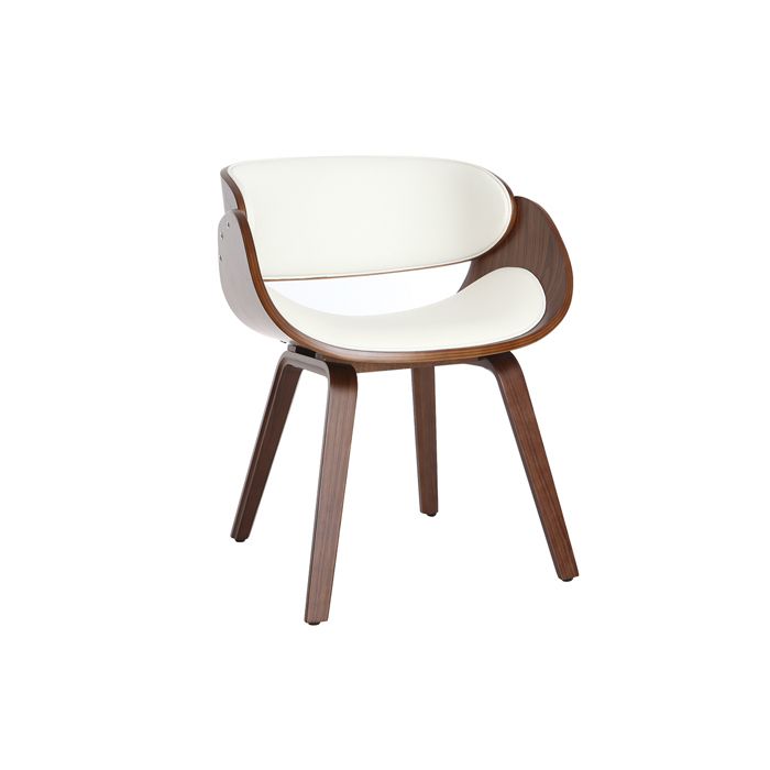 Miliboo - Chaise design blanc et bois foncé noyer BENT Miliboo - Chaise design blanc et bois foncé noyer BENT