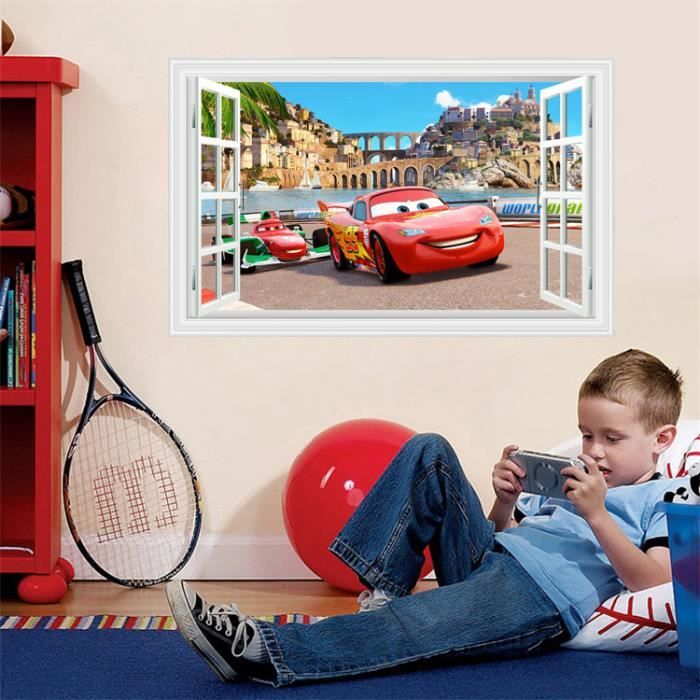 2 Stickers Muraux Cars - Décoration Enfant - Amovible Et Sans Résidu - 43x70 Cm