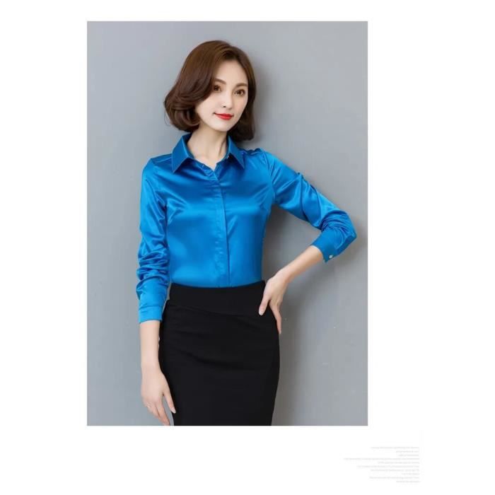 Chemise satin bleu ciel deals