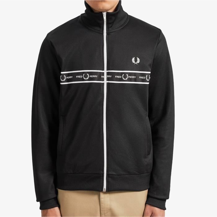 Veste Fred Perry Noir A Bande Sur La Poitrine. J7501 102. Noir Noir Cdiscount Sport