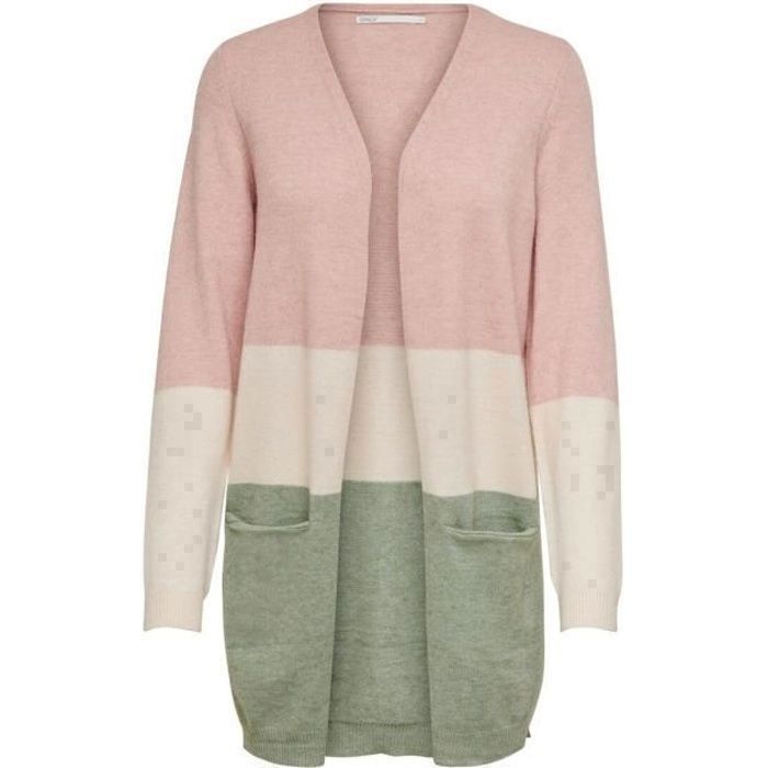 Gilet long femme rose poudré Clearance