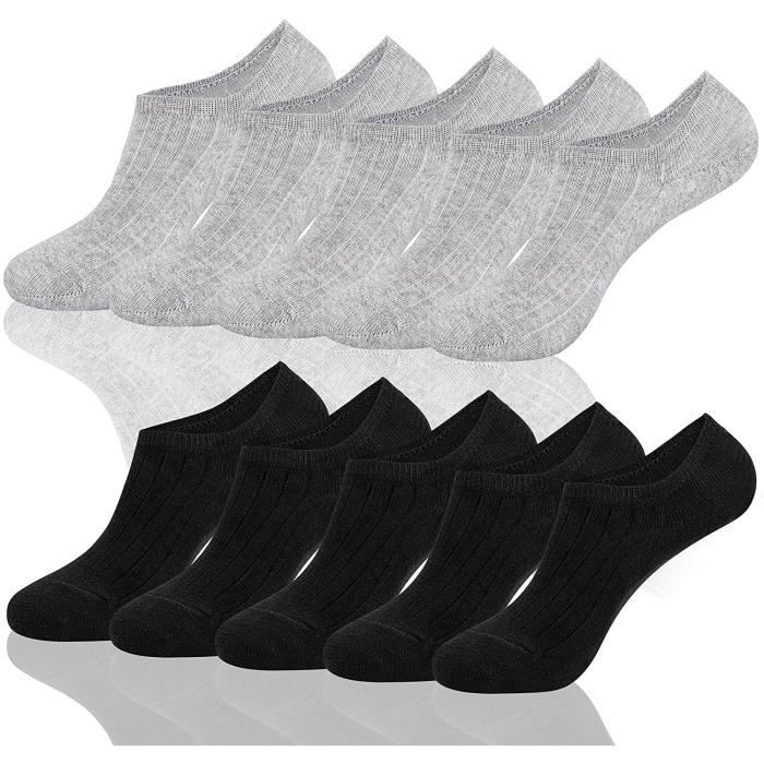 FARCHAT 10 Paires Chaussettes Hommes Socquettes Femme Courtes Sport Coton Respirant Noir Blanc