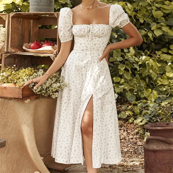 Robe fleurie col carré deals