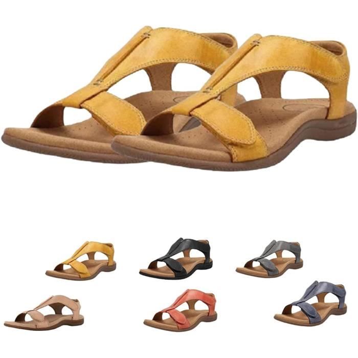 Sandales orthopediques confortables pour femmes Marque Modele Jaune Semelles antiderapantes Scratch Jaune Cdiscount Chaussures